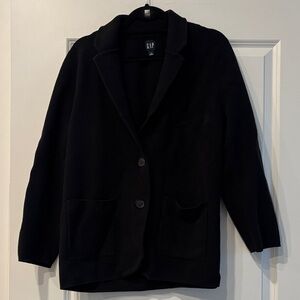 GAP Classic Black Button-Up Blazer Sweater Coat Sz LG